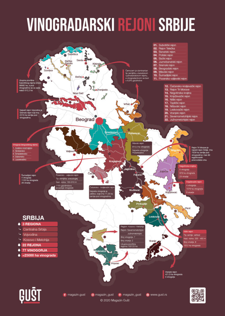 Mapa Vinogradarski Rejoni Srbije
